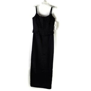 Jessica McClintock Gunne Sax Black Sleeveless Embellished Maxi Dress Junior 9